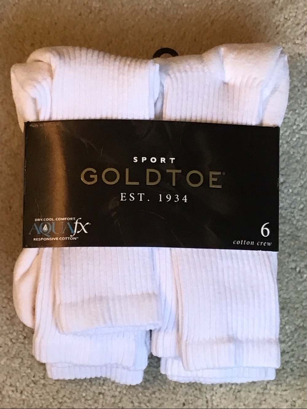 6 Pairs Men’s Sport Gold Toe Crew Socks, Size 6-12 1/2